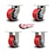 Service Caster 6 Inch Heavy Duty Red Poly on Cast Iron Wheel Caster Swivel 2 Rigid SCC, 2PK SCC-KP92S630-PUR-RS-2-R-2 - alternate 6